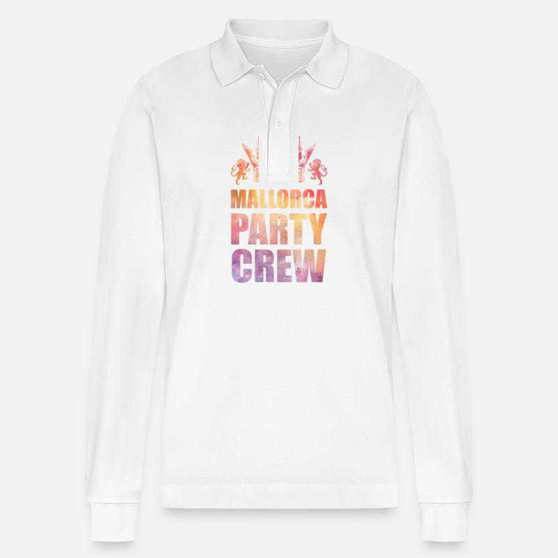 Mallorca Party Crew Spruch - Stanley/Stella Unisex Bio-Langarm-Poloshirt Prepster - Weiß