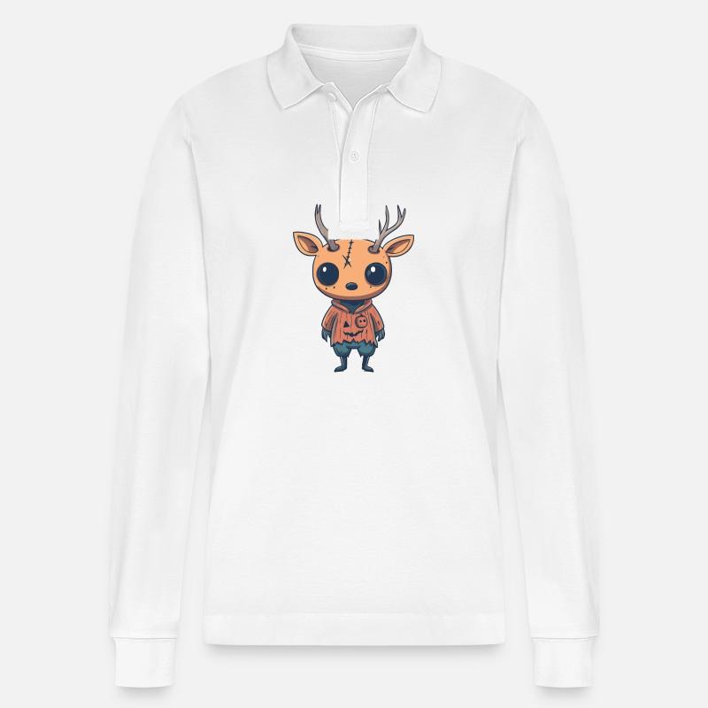 Hirsch Halloween Comic Lustig - Stanley/Stella Unisex Bio-Langarm-Poloshirt Prepster - Weiß