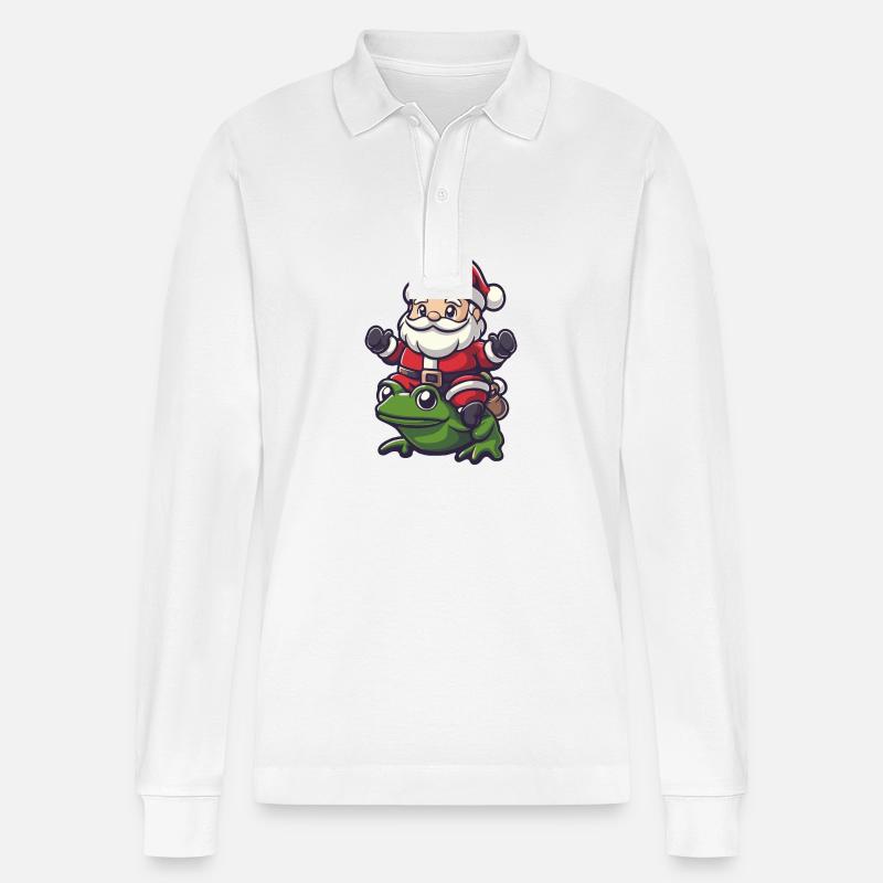 Frosch Weihnachtsmann - Stanley/Stella Unisex Bio-Langarm-Poloshirt Prepster - Weiß
