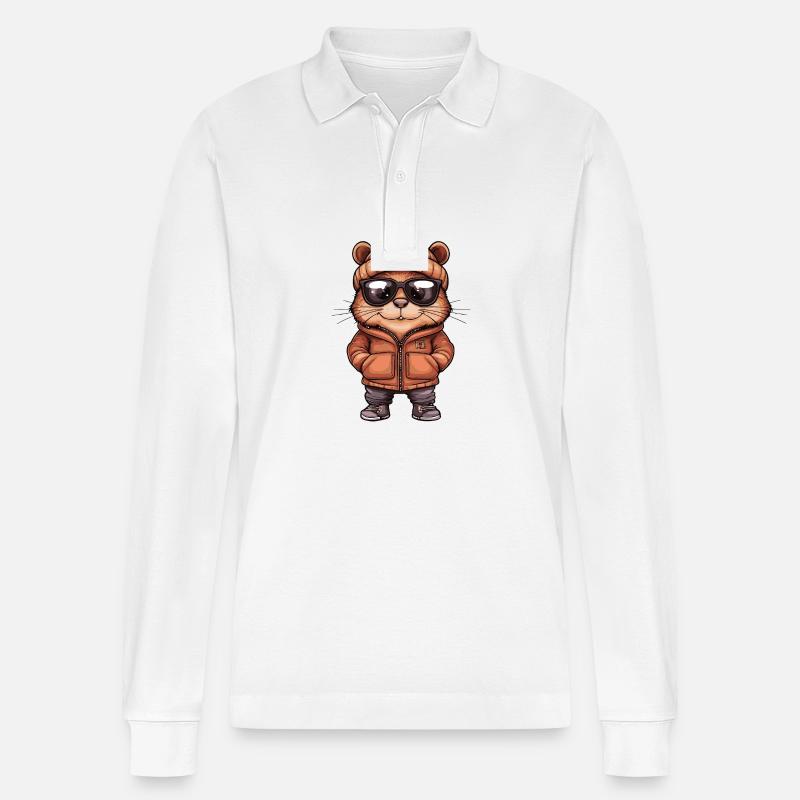 Biber Cool Comic - Stanley/Stella Unisex Bio-Langarm-Poloshirt Prepster - Weiß