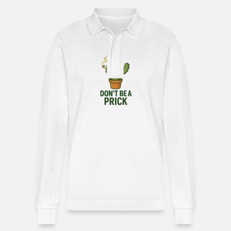 Kaktus mit Zigarre – Spruch - Stanley/Stella Unisex Bio-Langarm-Poloshirt Prepster - Weiß