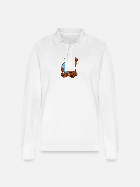 Cuddly Bear Moondream - Stanley/Stella Organic Unisex Long-Sleeved Polo Shirt Prepster - white