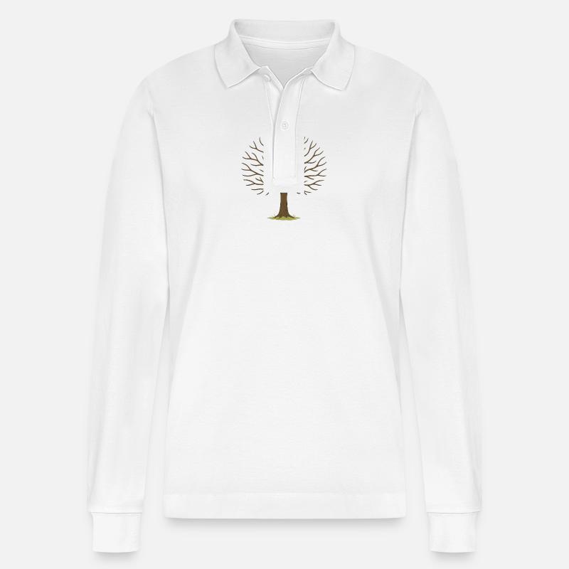 Winterbaum Silhouette - Stanley/Stella Unisex Bio-Langarm-Poloshirt Prepster - Weiß