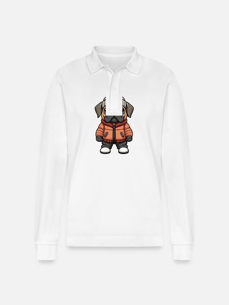 Bullmastiff Dog Winter - Stanley/Stella Organic Unisex Long-Sleeved Polo Shirt Prepster - white
