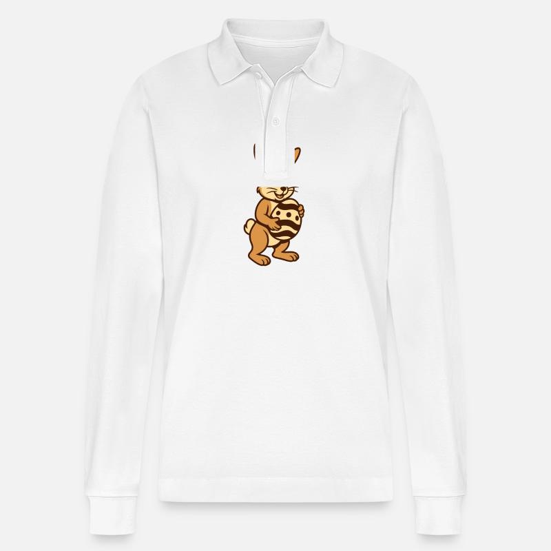 Osterhase mit Osterei, Osterhase - Stanley/Stella Unisex Bio-Langarm-Poloshirt Prepster - Weiß