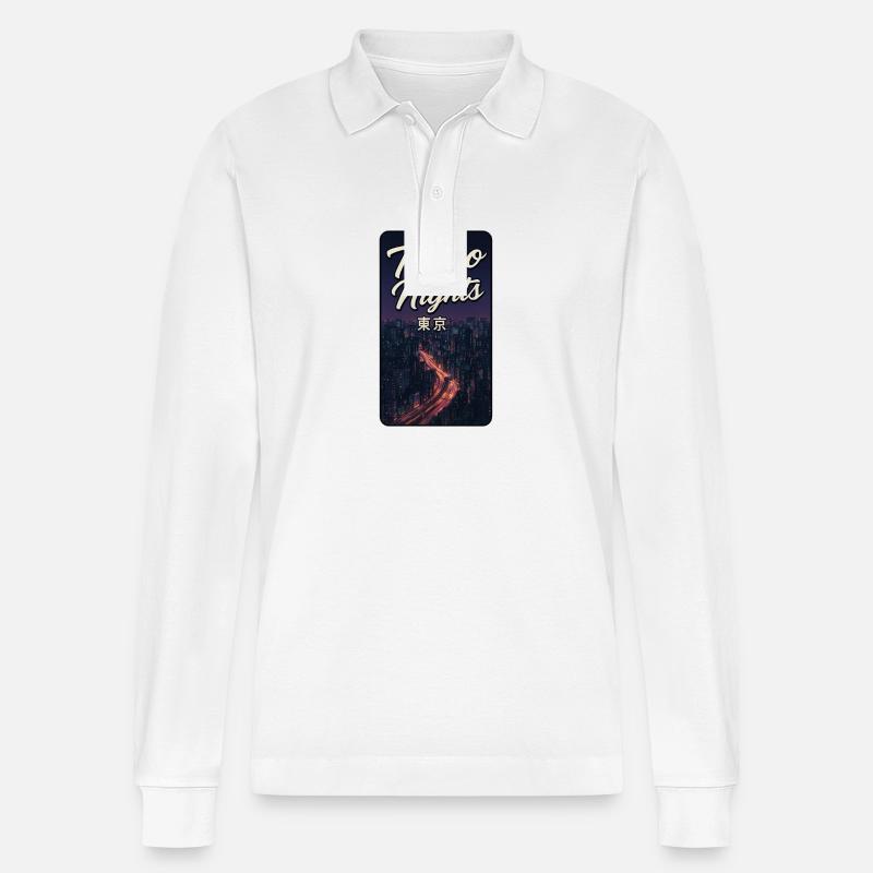 Nuits de Tokyo - Polo à manches longues bio PREPSTER Stanley/Stella Unisexe - blanc