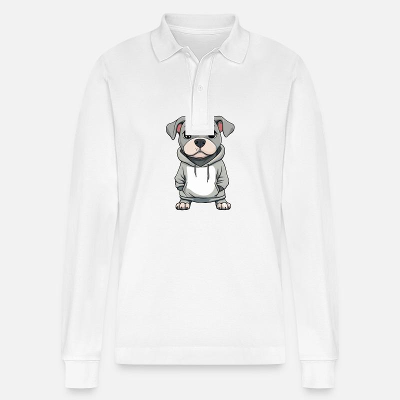 Pit Terrier Hund Lustig - Stanley/Stella Unisex Bio-Langarm-Poloshirt Prepster - Weiß