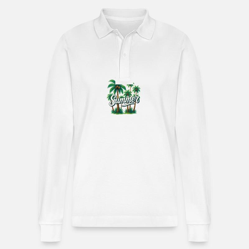 Summer Vibes - Stanley/Stella Unisex Bio-Langarm-Poloshirt Prepster - Weiß