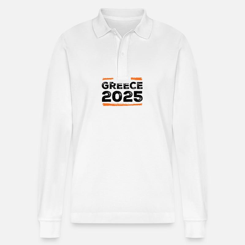 Greece 2025 Spruch - Stanley/Stella Unisex Bio-Langarm-Poloshirt Prepster - Weiß