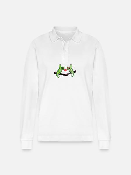Caméléon Couple Saint-Valentin - Polo à manches longues bio PREPSTER Stanley/Stella Unisexe - blanc