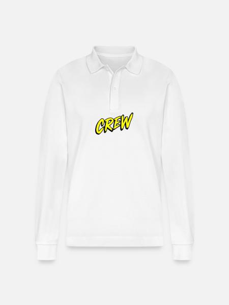 Crew lettering - Stanley/Stella Organic Unisex Long-Sleeved Polo Shirt Prepster - white