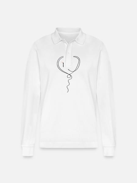 Hummingbird Heart - Stanley/Stella Organic Unisex Long-Sleeved Polo Shirt Prepster - white