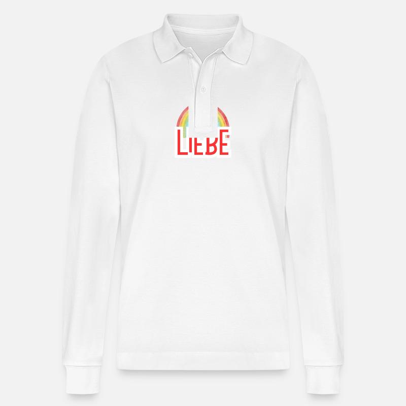 LIEBE + REGENBOGEN - Stanley/Stella Unisex Bio-Langarm-Poloshirt Prepster - Weiß