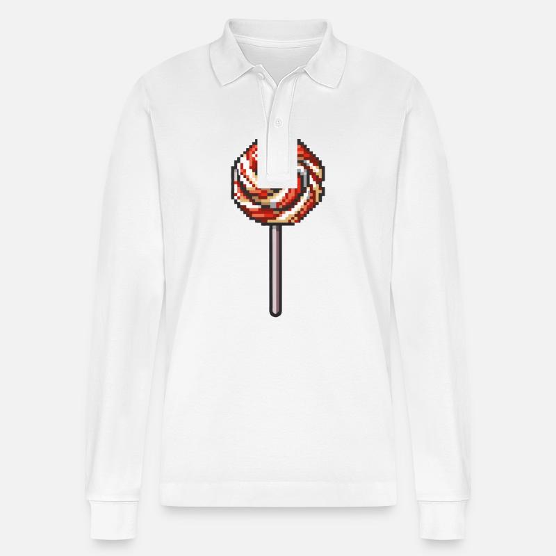 Icône de pixel de sucette - Polo à manches longues bio PREPSTER Stanley/Stella Unisexe - blanc