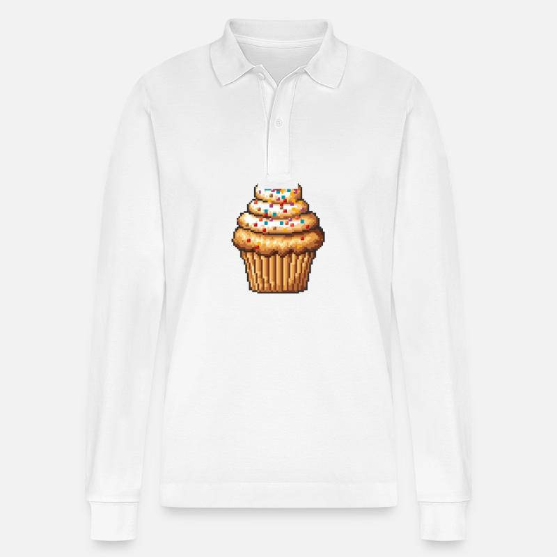 Muffin Pixel Symbol - Stanley/Stella Unisex Bio-Langarm-Poloshirt Prepster - Weiß