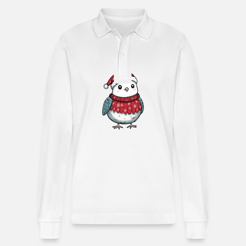 Taube Vogel Weihnachten Comic - Stanley/Stella Unisex Bio-Langarm-Poloshirt Prepster - Weiß