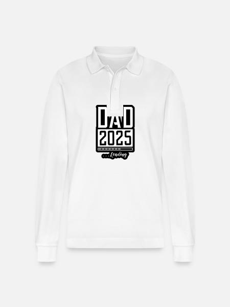 Dad 2025 Loading Papa - Stanley/Stella Organic Unisex Long-Sleeved Polo Shirt Prepster - white