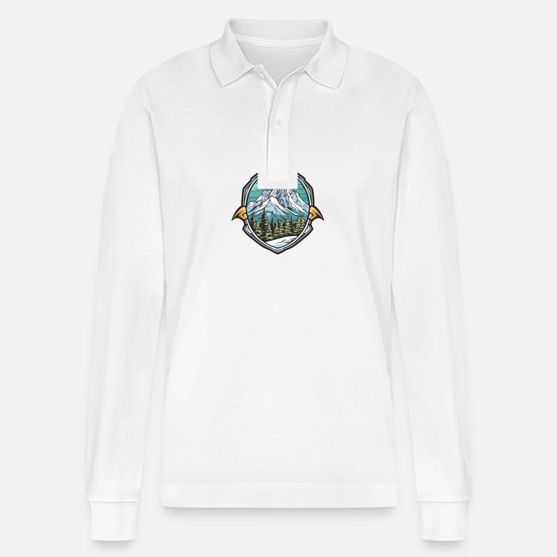 Alpen Ski Eisberge Berge - Stanley/Stella Unisex Bio-Langarm-Poloshirt Prepster - Weiß