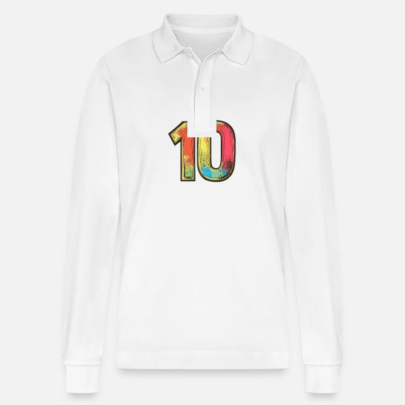 10 Symbole numérique - Polo à manches longues bio PREPSTER Stanley/Stella Unisexe - blanc