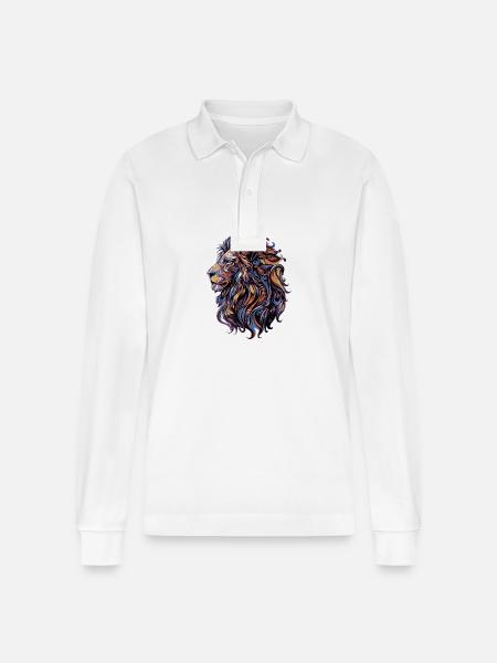 Löwe Bunt - Stanley/Stella Unisex Bio-Langarm-Poloshirt Prepster - Weiß
