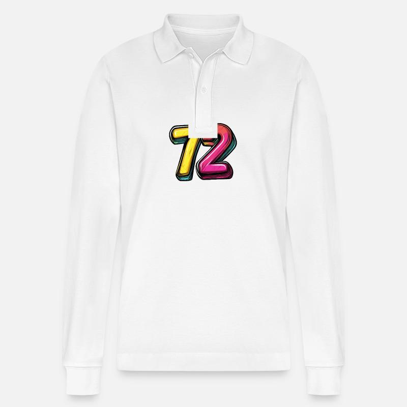 72 Zahl Symbol - Stanley/Stella Unisex Bio-Langarm-Poloshirt Prepster - Weiß