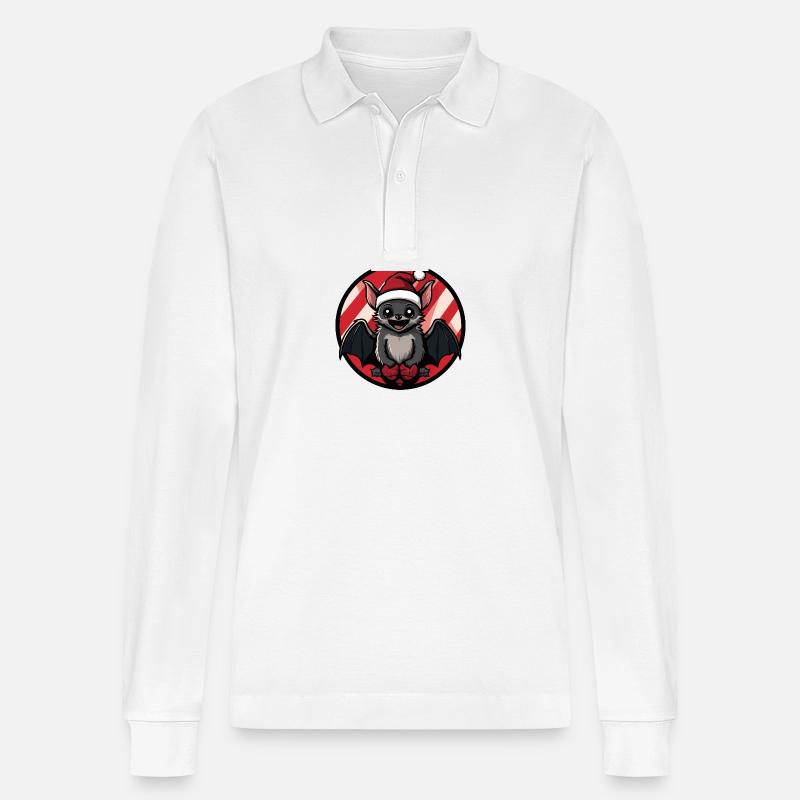 Fledermaus Weihnachten X-Mas - Stanley/Stella Unisex Bio-Langarm-Poloshirt Prepster - Weiß