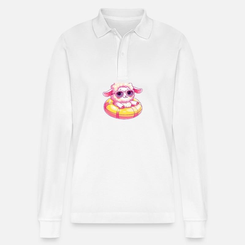 Schaf Comic Cool - Stanley/Stella Unisex Bio-Langarm-Poloshirt Prepster - Weiß