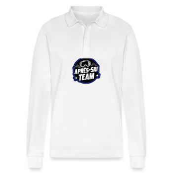 Après Ski Party Team Saying - Stanley/Stella Organic Unisex Long-Sleeved Polo Shirt Prepster - white - Front - Anna (173cm) & Nico (186cm)