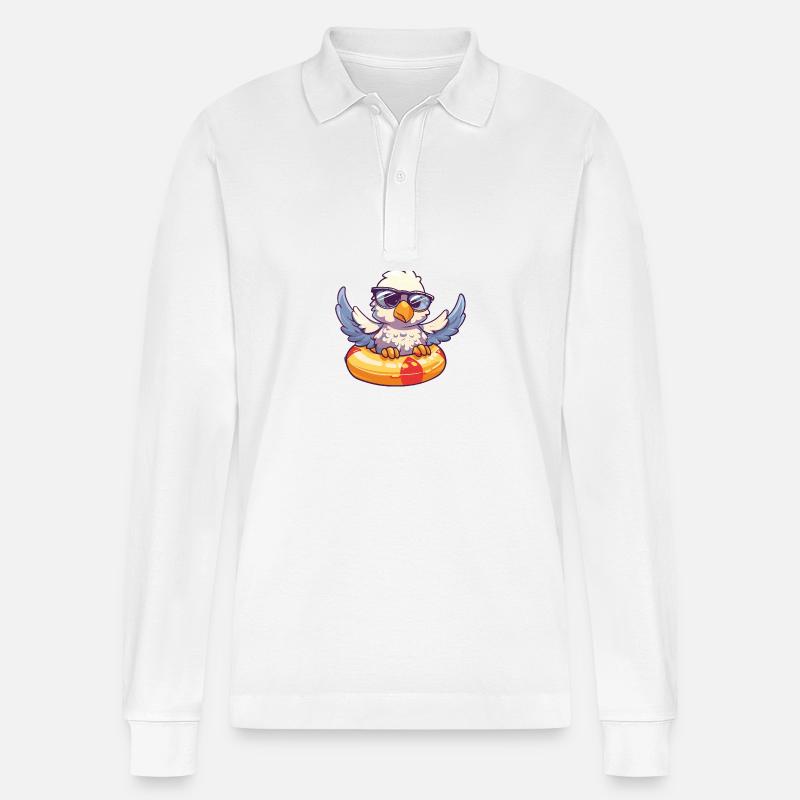 Eagle Comic Cool - Stanley/Stella Organic Unisex Long-Sleeved Polo Shirt Prepster - white