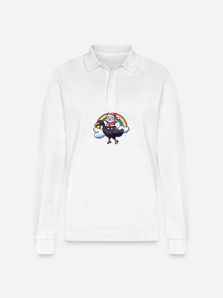 Strauß Weihnachtsmann Regenbogen - Stanley/Stella Unisex Bio-Langarm-Poloshirt Prepster - Weiß