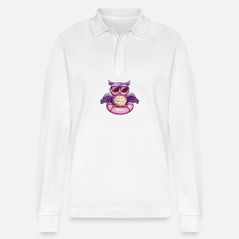 Eule Comic Cool - Stanley/Stella Unisex Bio-Langarm-Poloshirt Prepster - Weiß