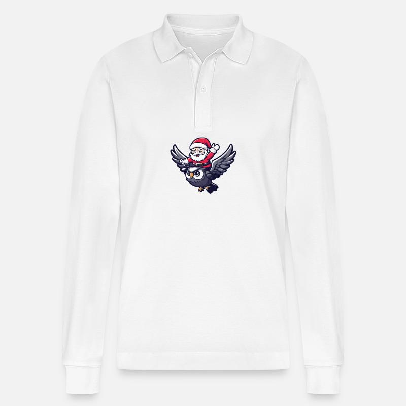 Eule Weihnachtsmann - Stanley/Stella Unisex Bio-Langarm-Poloshirt Prepster - Weiß