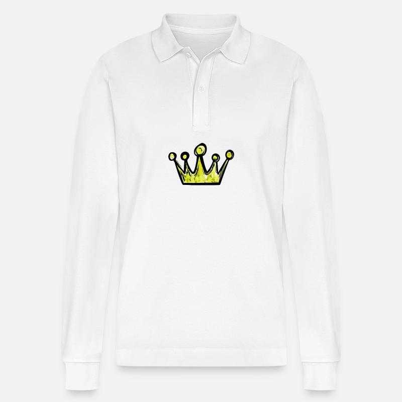 Krone Symbol - Stanley/Stella Unisex Bio-Langarm-Poloshirt Prepster - Weiß