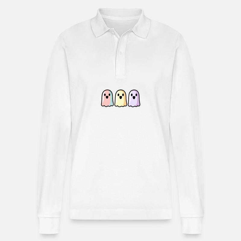 Geister Halloween Bunt - Stanley/Stella Unisex Bio-Langarm-Poloshirt Prepster - Weiß