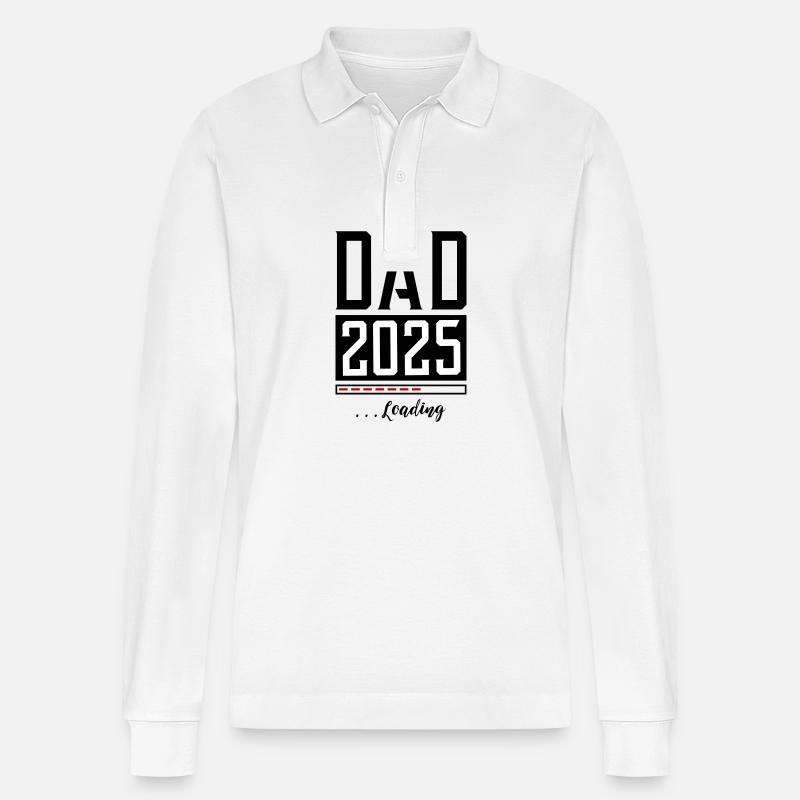 Dad 2025 Papa Loading Spruch - Stanley/Stella Unisex Bio-Langarm-Poloshirt Prepster - Weiß