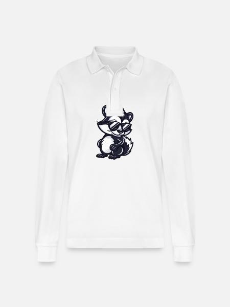 skunk animal - Stanley/Stella Organic Unisex Long-Sleeved Polo Shirt Prepster - white