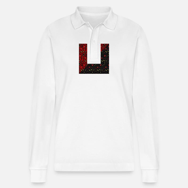 Rotes und Schwarzes Stammesherz - Stanley/Stella Unisex Bio-Langarm-Poloshirt Prepster - Weiß