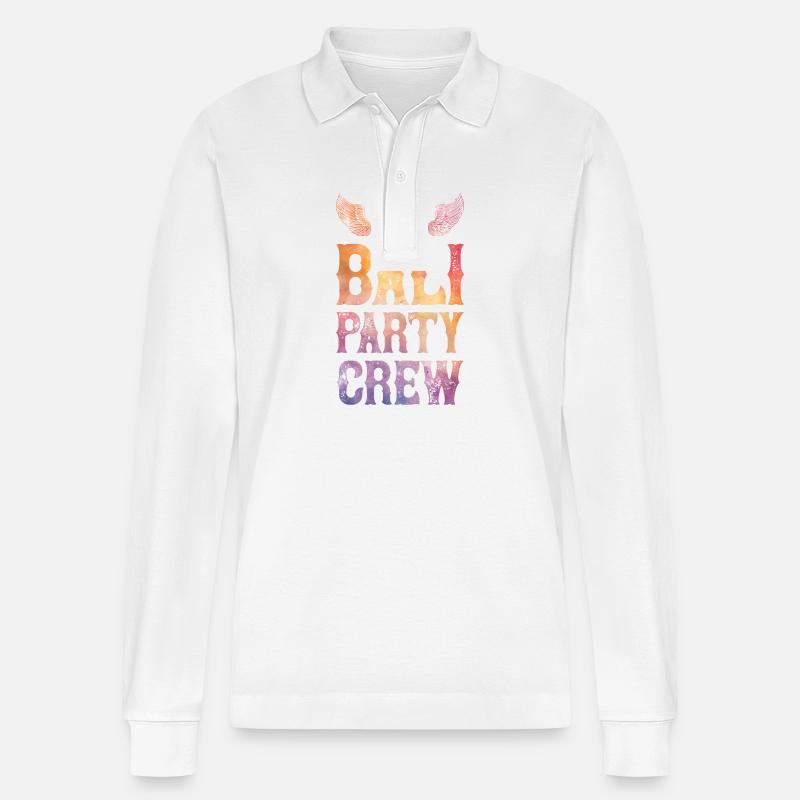 Bali Party Crew Spruch - Stanley/Stella Unisex Bio-Langarm-Poloshirt Prepster - Weiß