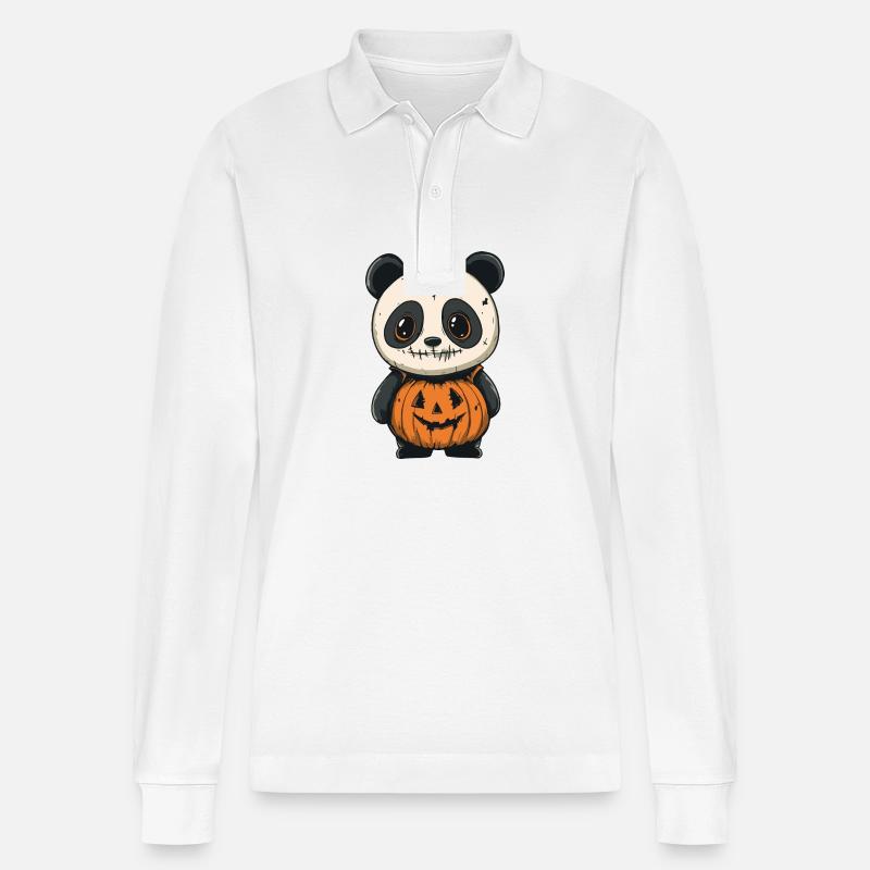 Panda Halloween Comic Lustig - Stanley/Stella Unisex Bio-Langarm-Poloshirt Prepster - Weiß