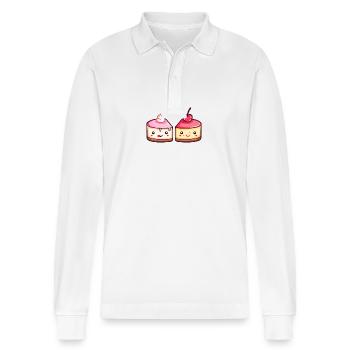 Cake Couple Cake Love Heart Funny - Stanley/Stella Organic Unisex Long-Sleeved Polo Shirt Prepster - white - Front - Anna (173cm) & Nico (186cm)