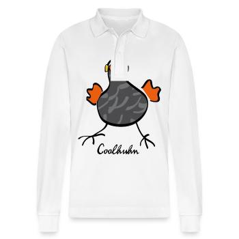 02 Cool Chicken 34 - Stanley/Stella Organic Unisex Long-Sleeved Polo Shirt Prepster - white - Front - Anna (173cm) & Nico (186cm)