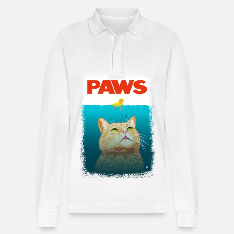 Shark Cat - Stanley/Stella Unisex Bio-Langarm-Poloshirt Prepster - Weiß