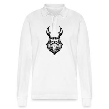 Viking Warrior - Stanley/Stella Organic Unisex Long-Sleeved Polo Shirt Prepster - white - Front - Anna (173cm) & Nico (186cm)