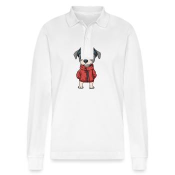 Whippet Hund Winter - Stanley/Stella Unisex Bio-Langarm-Poloshirt Prepster - Weiß - Vorne - Anna (173cm) & Nico (186cm)