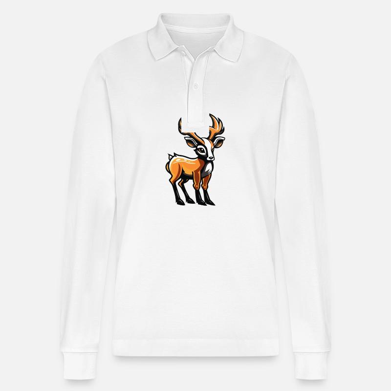 Hirsch Comic - Stanley/Stella Unisex Bio-Langarm-Poloshirt Prepster - Weiß
