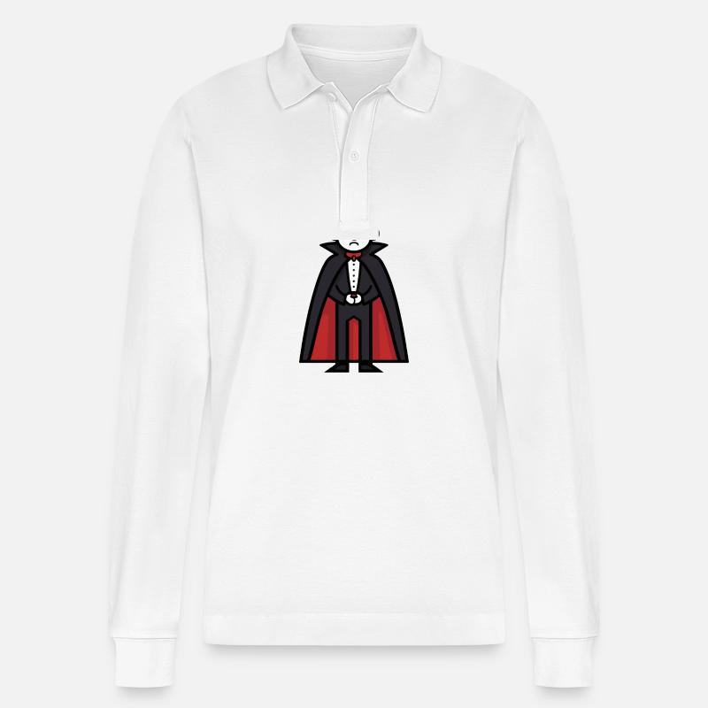Vampir Halloween Comic - Stanley/Stella Unisex Bio-Langarm-Poloshirt Prepster - Weiß