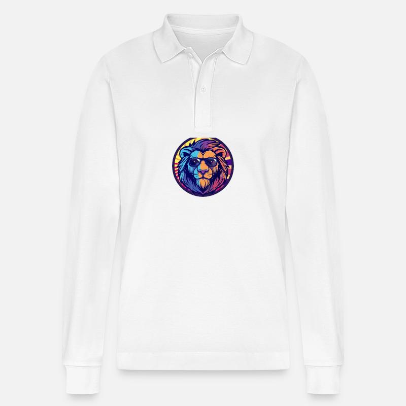 Löwe Comic Cool Sommer - Stanley/Stella Unisex Bio-Langarm-Poloshirt Prepster - Weiß