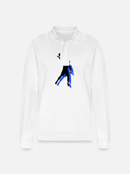 Volleyball Player Icon - Stanley/Stella Organic Unisex Long-Sleeved Polo Shirt Prepster - white