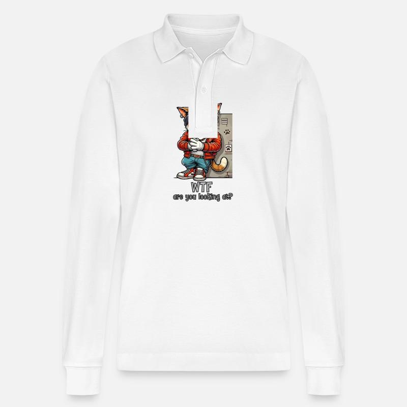 WTF schaust du dir an? - Stanley/Stella Unisex Bio-Langarm-Poloshirt Prepster - Weiß