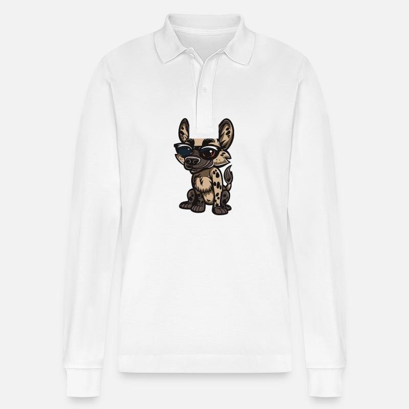 Hyäne Tier - Stanley/Stella Unisex Bio-Langarm-Poloshirt Prepster - Weiß